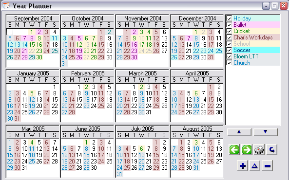 1 to 12 month calendar screenshot