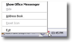 Office Messenger pop up menu